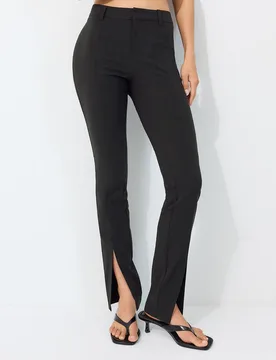 Bengaline-Hose mit Schlitzen Schwarz 34 - Stradivarius - FashionsVida
