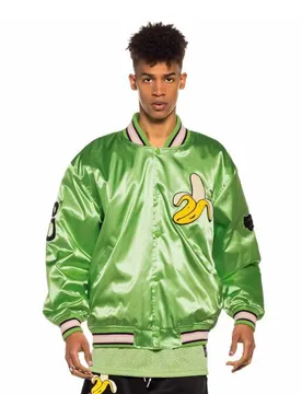 Blouson Bomber Jungle Punch Satin Green S Homme - Grimey - FashionsVida
