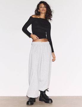 Asymmetrisches gerafftes T-Shirt Schwarz S