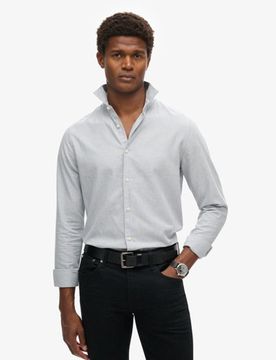 Superdry Herren Schickes Langarmhemd aus Baumwolle Grau - Größe: XL