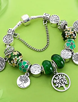 Dropshipping Silver Color Tree of Life Charm Bracelets Green Cherry Flower Bead Bracelet for Fashion Jewelry Gift - Aliexpress - FashionsVida