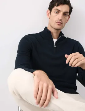 Pure Cashmere Half Zip Jumper Dark Navy male - Autograph - FashionsVida