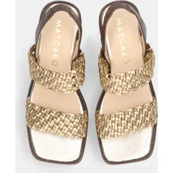 Sandalias de cuña ariana de mujer en napa entrelazada