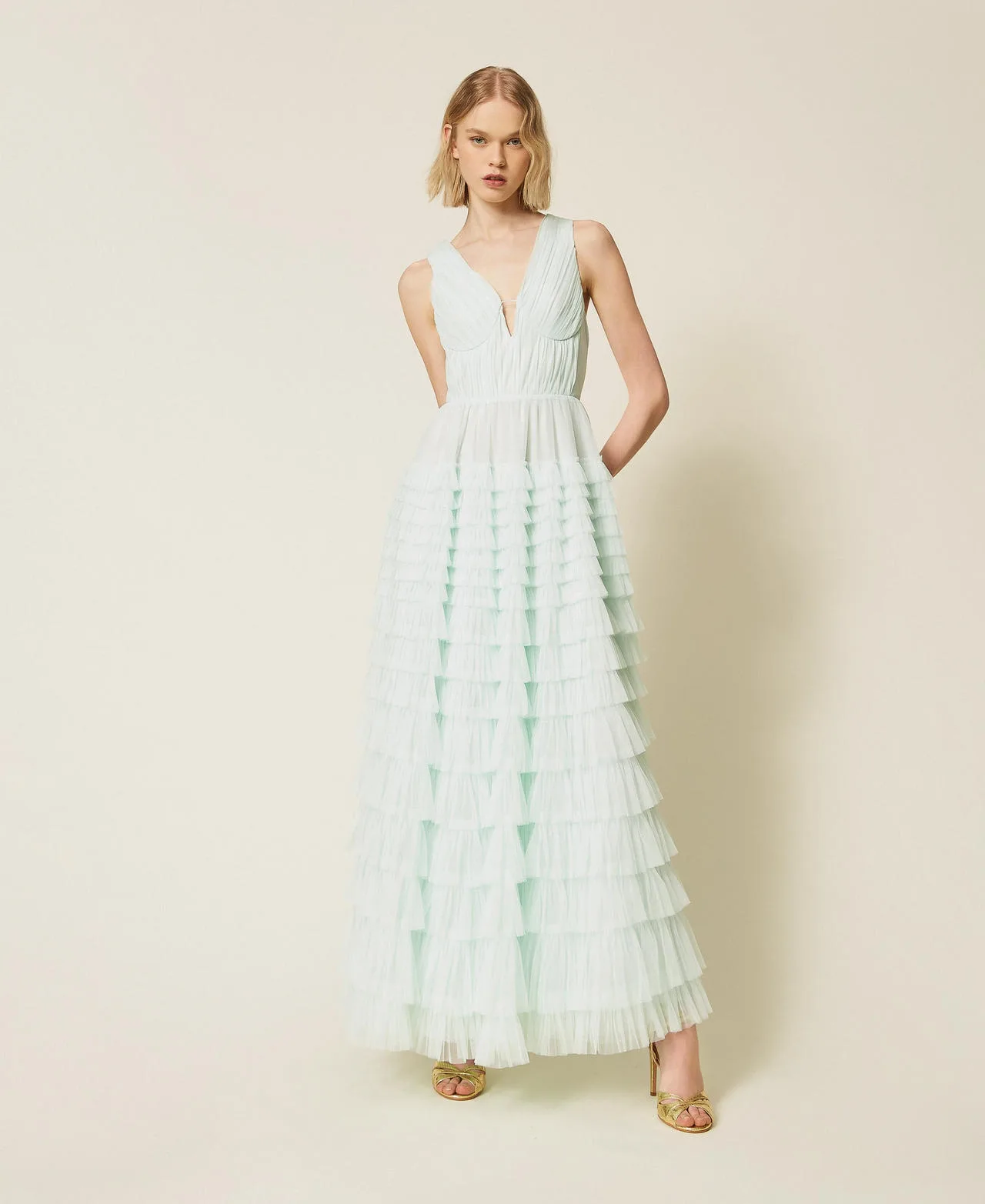 Robe longue en tulle plissé - TWINSET - FashionsVida