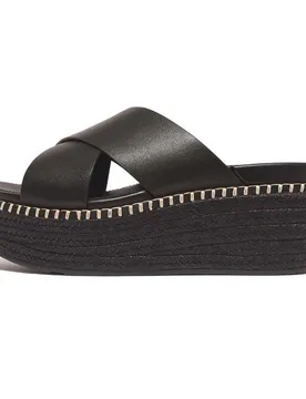 Ciabatte Eloise Espadrille Leather Wedge Cross Black EU 40