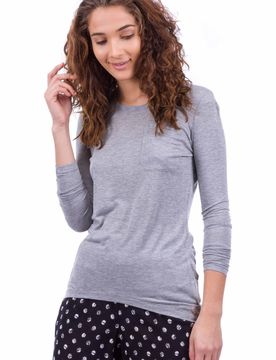 Longsleeve glitter jersey camiseta manga larga mujer Gris (M)