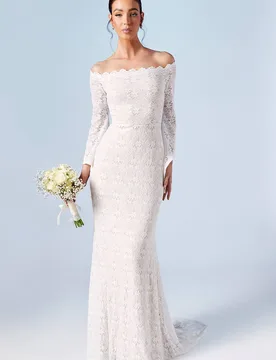 Women's Honoured Bardot Boho Lace Fishtail Wedding Dress in Ivory Size: 16 - Ivory - Size: 16 - Coast - FashionsVida