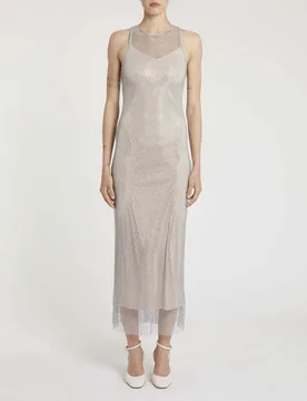 Abito lungo in rete argento con strass - Marella - FashionsVida