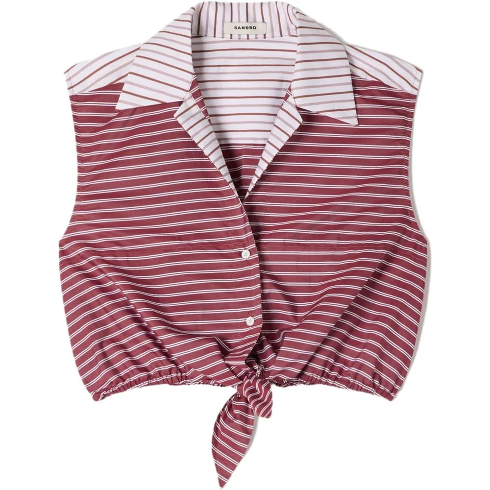 Camisa de mujer corta sin mangas a rayas 100% algodón - sandro - FashionsVida