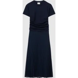 Vestido midi bimateria efecto trampantojo