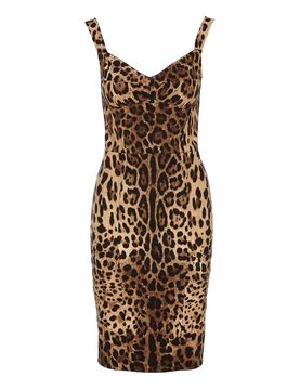 Abito midi con stampa leopardata