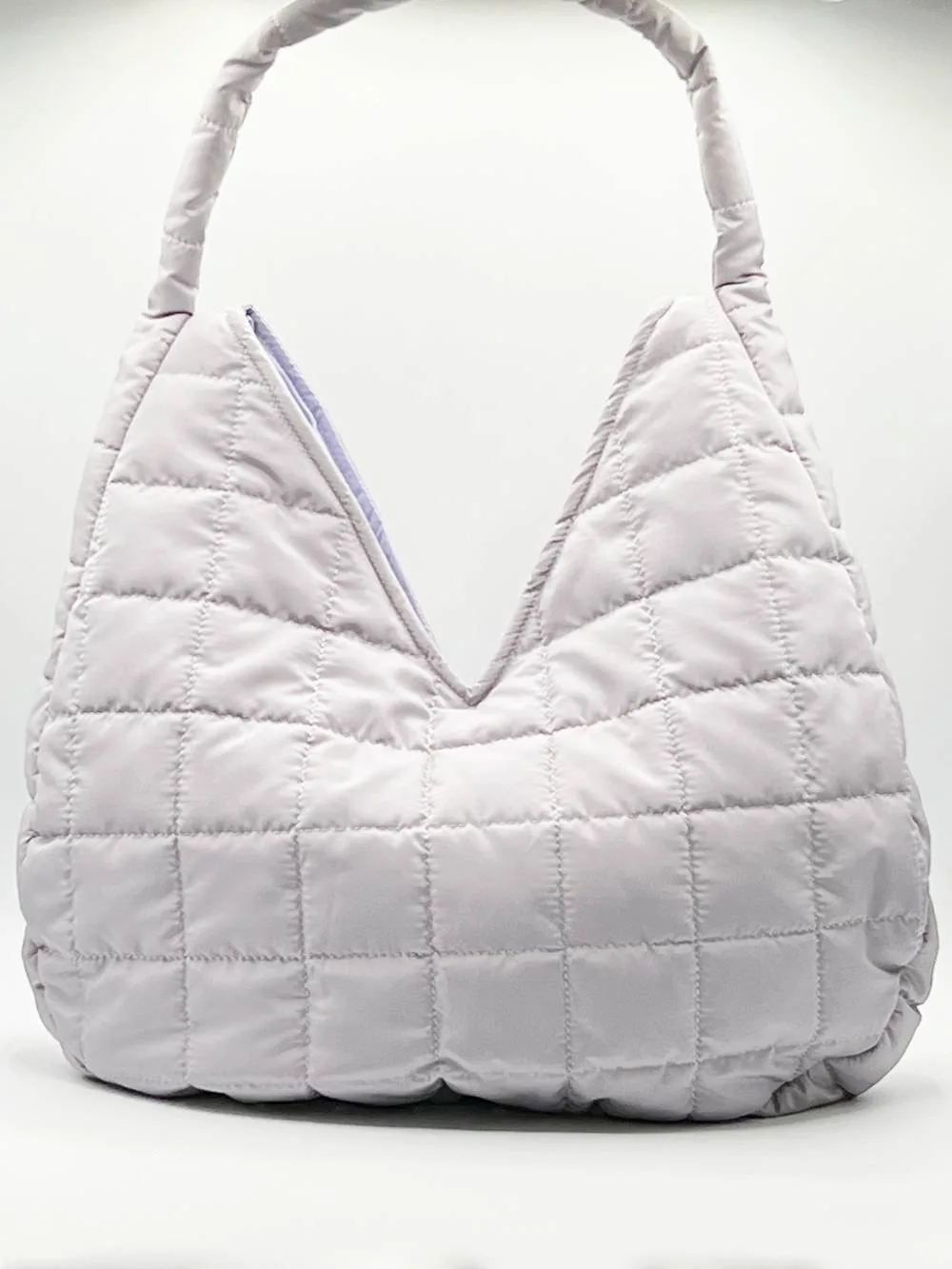 Oversized quilted shoulder bag - Lilac - Size: One Size - SVNX - FashionsVida