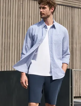 Street One Langarm Hemd in Seersucker-Qualität male Weiß - Street One MEN - FashionsVida