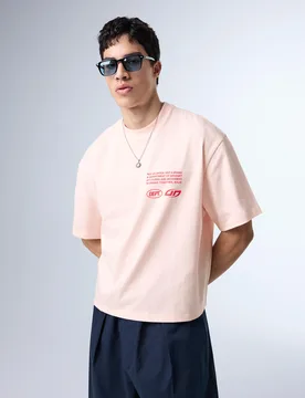 T-Shirt Boxy Fit À Lettrage Street L Rose - Bershka - FashionsVida