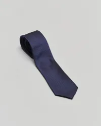Cravatta blu micro armatura in pura seta