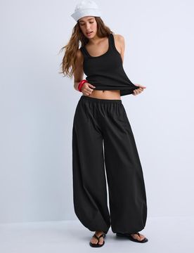 Racerback-Shirt aus Baumwollrippstrick Schwarz XS