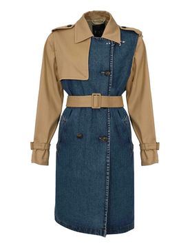 Trench In Drill Di Cotone E Denim /Beige