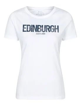Women's 'Edinburgh' Lightweight 100% Cotton Casual Short Sleeve Graphic T-Shirt in White Size: 10 - White - Size: 10 - Mountain Warehouse - FashionsVida