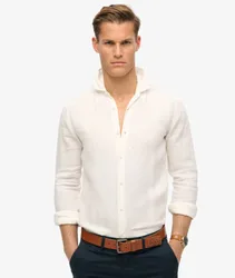 Superdry Herren Lässiges Leinen-langarmhemd Weiß - Größe: M