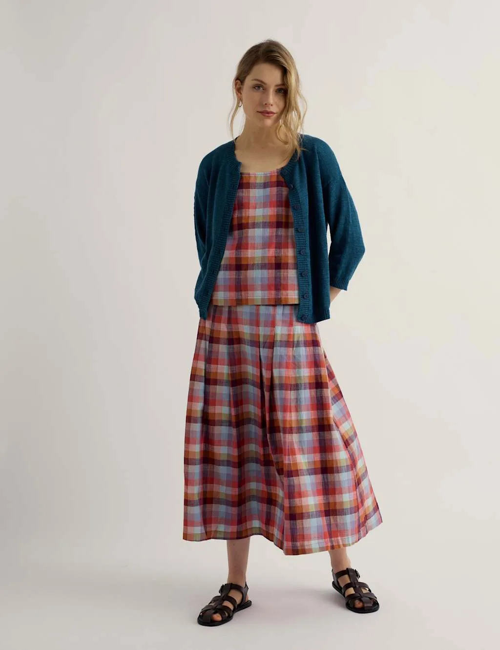 Pure Cotton Checked A-Line Midi Skirt Multi female - Seasalt cornwall - FashionsVida