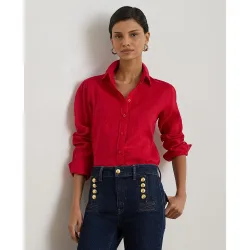 Camisa de mujer de lino lisa