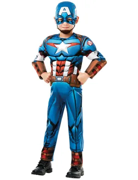 Captain America-Kostüm für Kinder Karneval blau-rot-weiss - RUBIES FRANCE - FashionsVida