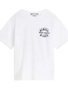 T-shirt à Manches Courtes 184373 Bright White 12 Années Garçon - Scotch & Soda - FashionsVida