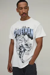 Herren Übergroßes Spiderman Lizenz-Print Oberteil White Größe Large