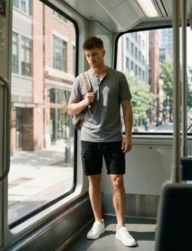 Polo in cotone - grigio medio