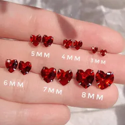 Par de pendientes de plata de ley 925 elegantes y de moda, pendientes de clip con cristal rojo grande para mujeres, diseño ligero y lujoso para niña
