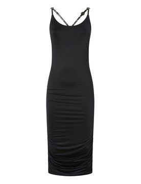 Vestito tubino midi con spalline incrociate