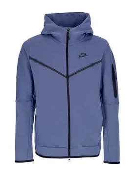 Felpa Leggera Cappuccio Zip Uomo Sportswear Tech Fleece Hoodie Diffused Blue/black - Nike - FashionsVida