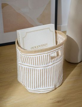 Cesto portaoggetti pieghevole con manici - beige