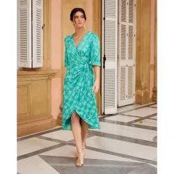 Vestido de invitada con estampado jacquard