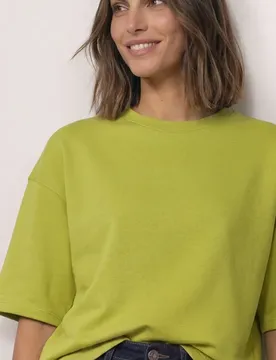 Kurzarm Sweatshirt mit Rundhals female Grün