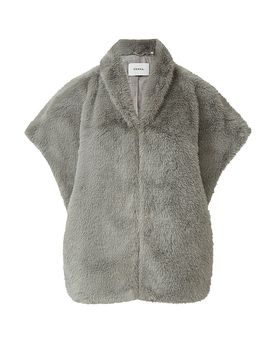 Gilet con aspecto de piel gris L