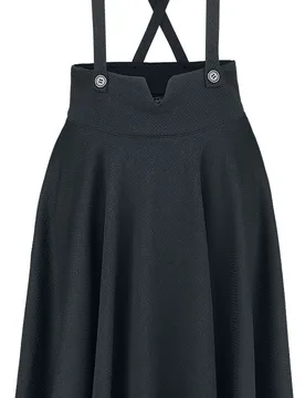 Rockabilly Rock knielang - Toyin Black Herringbone Overall Skirt - S bis 4XL - für Damen - Größe 4XL - schwarz - Frauen - female - Voodoo vixen - FashionsVida