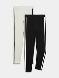 Pack Cotton Rich Side Stripe Leggings (6-16 Yrs) Multi female