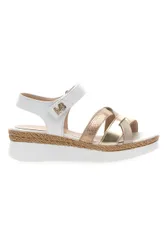 Sandali Bassi Bianchi e Oro con Zeppa 51302 38