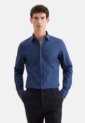Slim Business Hemd Druck Blau 39