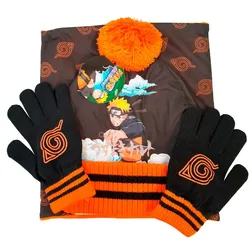 Chapeau Et Gants Naruto Black / Orange One Size unisex