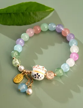 Candy Color Ceramic Lucky Cat Tassel Bracelet Cute Beaded Bracelet Fashion Versatile Niche Charm Accessory For Women - Aliexpress - FashionsVida