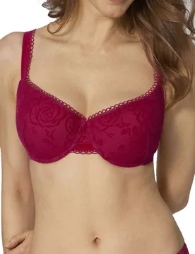 Womens Velvet Rose Spotlight Half Cup Padded Bra - Red Polyamide - Size 32f - Triumph - FashionsVida