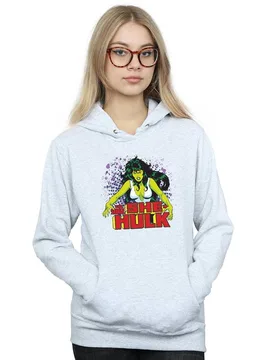 Women's The Savage She-Hulk Hoodie in Grey Size: Small - Grey - Size: S - Marvel - FashionsVida