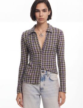 Camisa de cuadros, Mujer, Rojo, XS