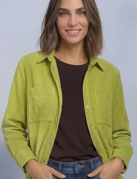 Langarm Hemdbluse aus Cord mit Knöpfen female Grün - Street One - FashionsVida