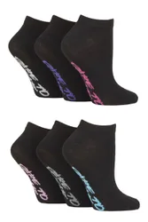 Women's 6 Pair SOCKSHOP Patterned and Plain Trainer Socks Plain Black 4-8 - Black - Size: Small