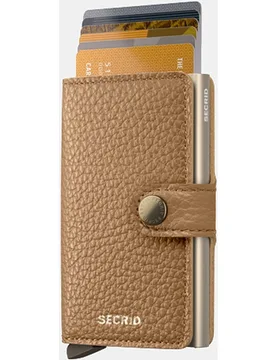 Tarjetero de piel pebble capuccino con protección RFID - Secrid - FashionsVida
