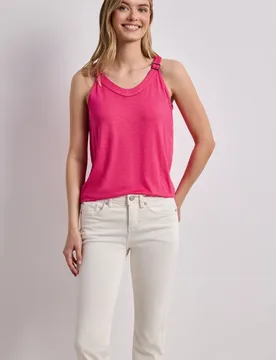 Top mit V-Neck und Deko-Detail female Pink - Street One - FashionsVida