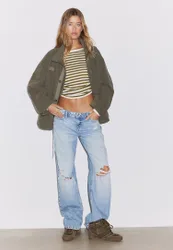Kurze Oversize-Jacke Khaki S